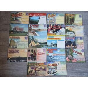 Huge Lot of 18 Vintage 1940s Souvenir Postcard Folders